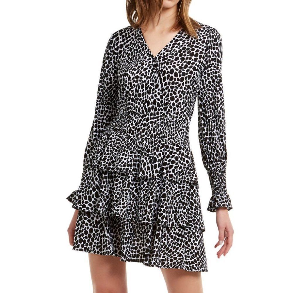 Michael Kors Long Sleeve V-neck Fit Flare Dress size Large - NEW